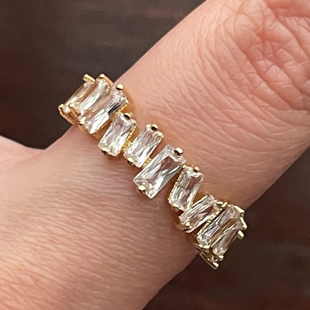 Gold Crystal Baguette Ring